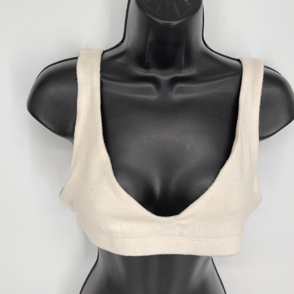 Donni. Sweater Bralette New Sz L Cream Scoop V-Neck Super Soft Lightweight Comfy